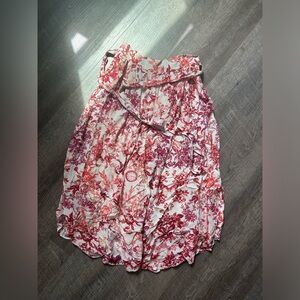 Anthropologie Maeve floral tie waist staycation midi skirt size xs